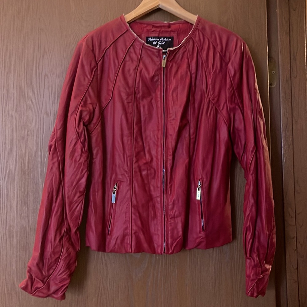George Palomere Vegan Leather red fitted jacket